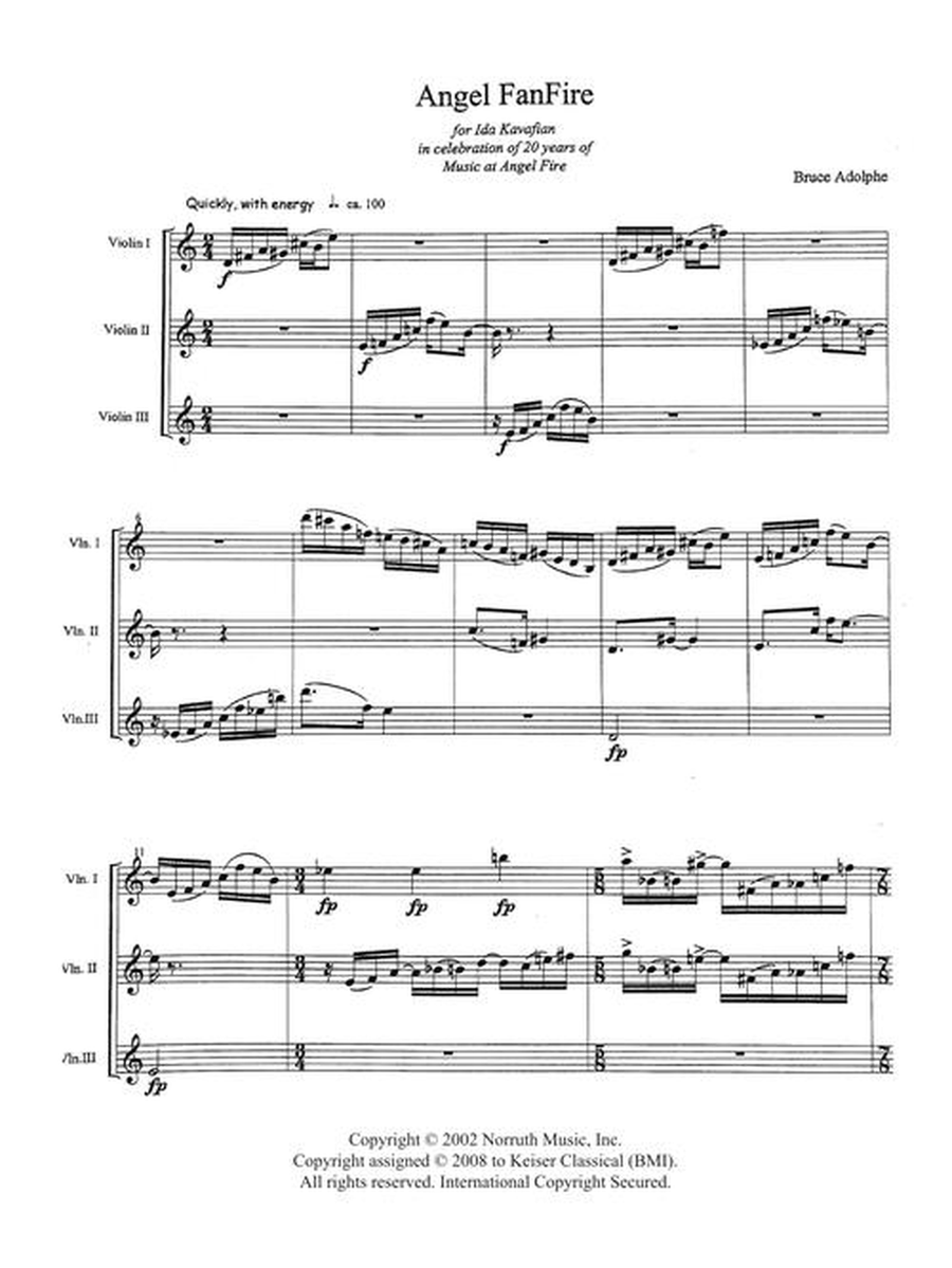Angel Fanfire (Score and Parts) Violin scores gallery preview page 3