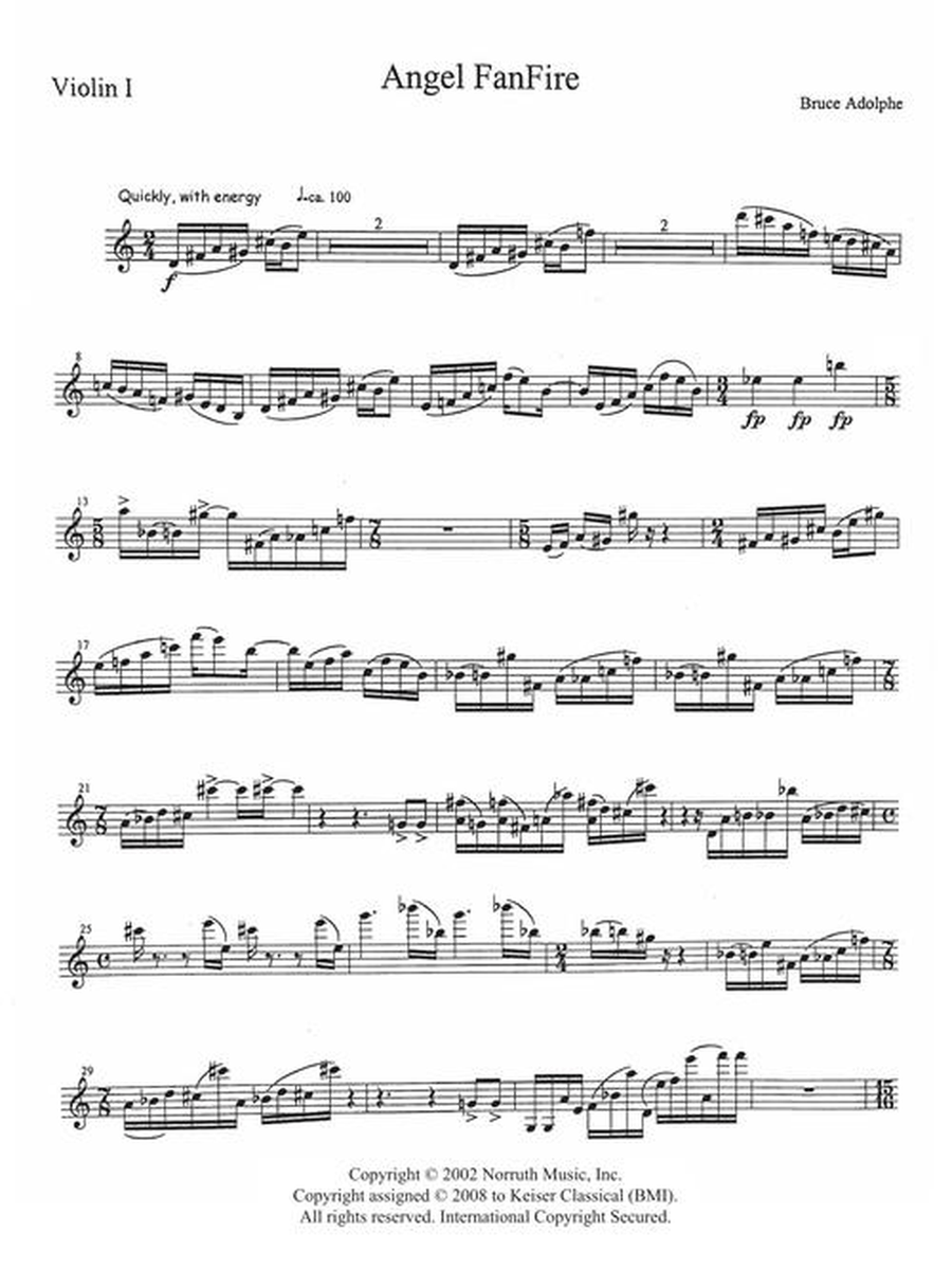 Angel Fanfire (Score and Parts) Violin scores gallery preview page 5