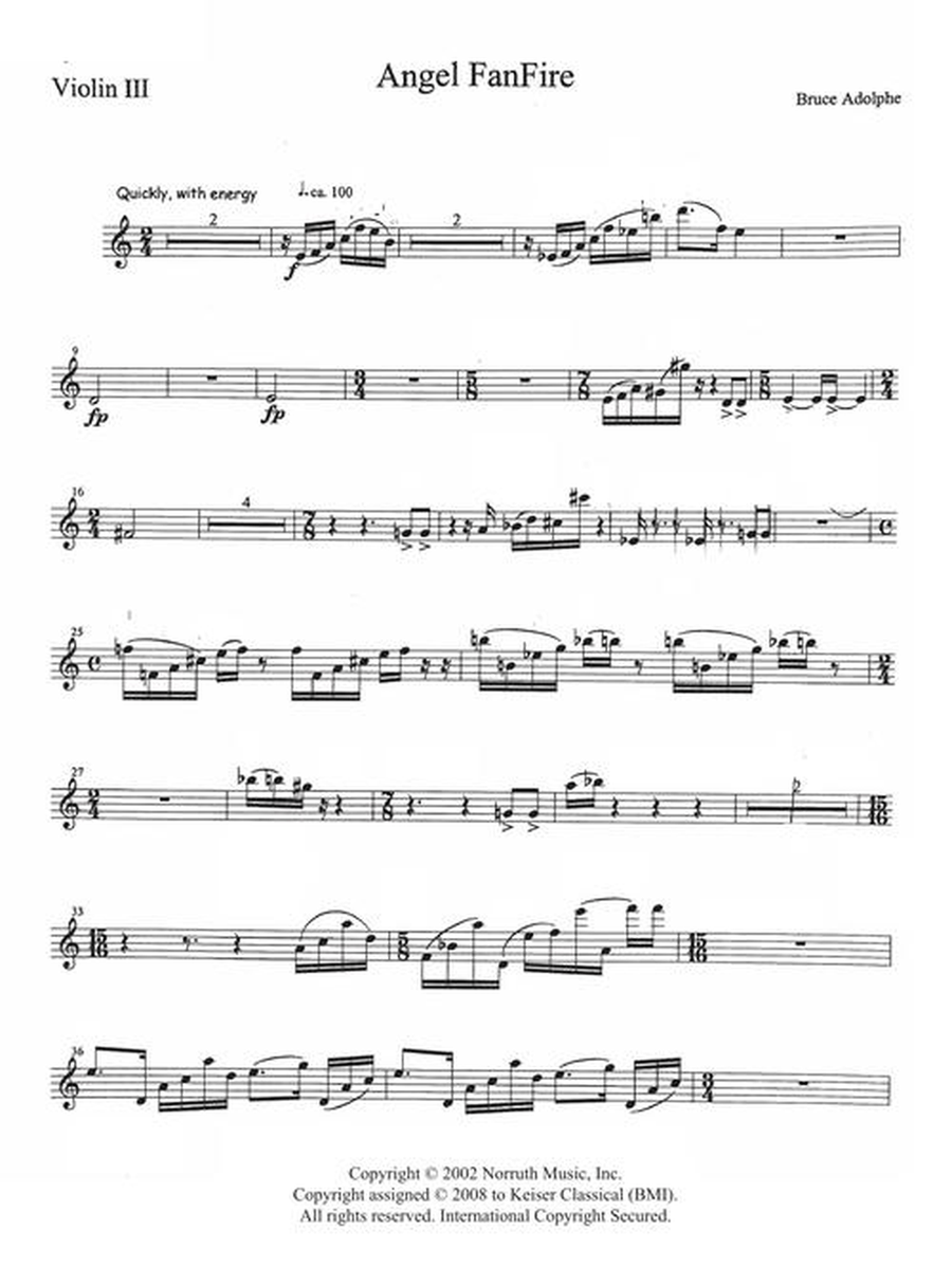 Angel Fanfire (Score and Parts) Violin scores gallery preview page 7