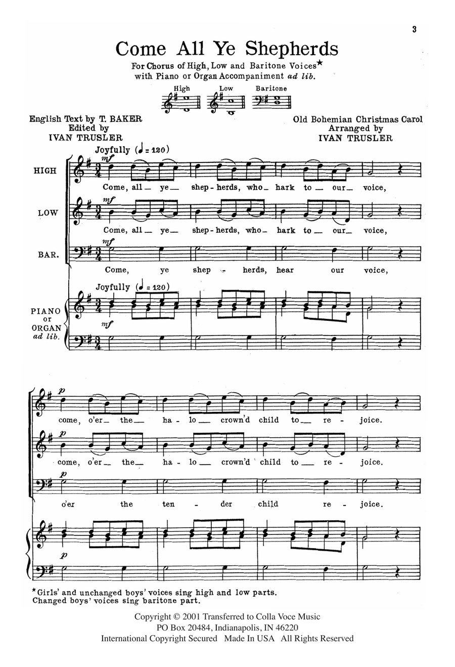 Come All Ye Shepherds Come All Ye Shepherds 3-Part scores gallery preview page 2