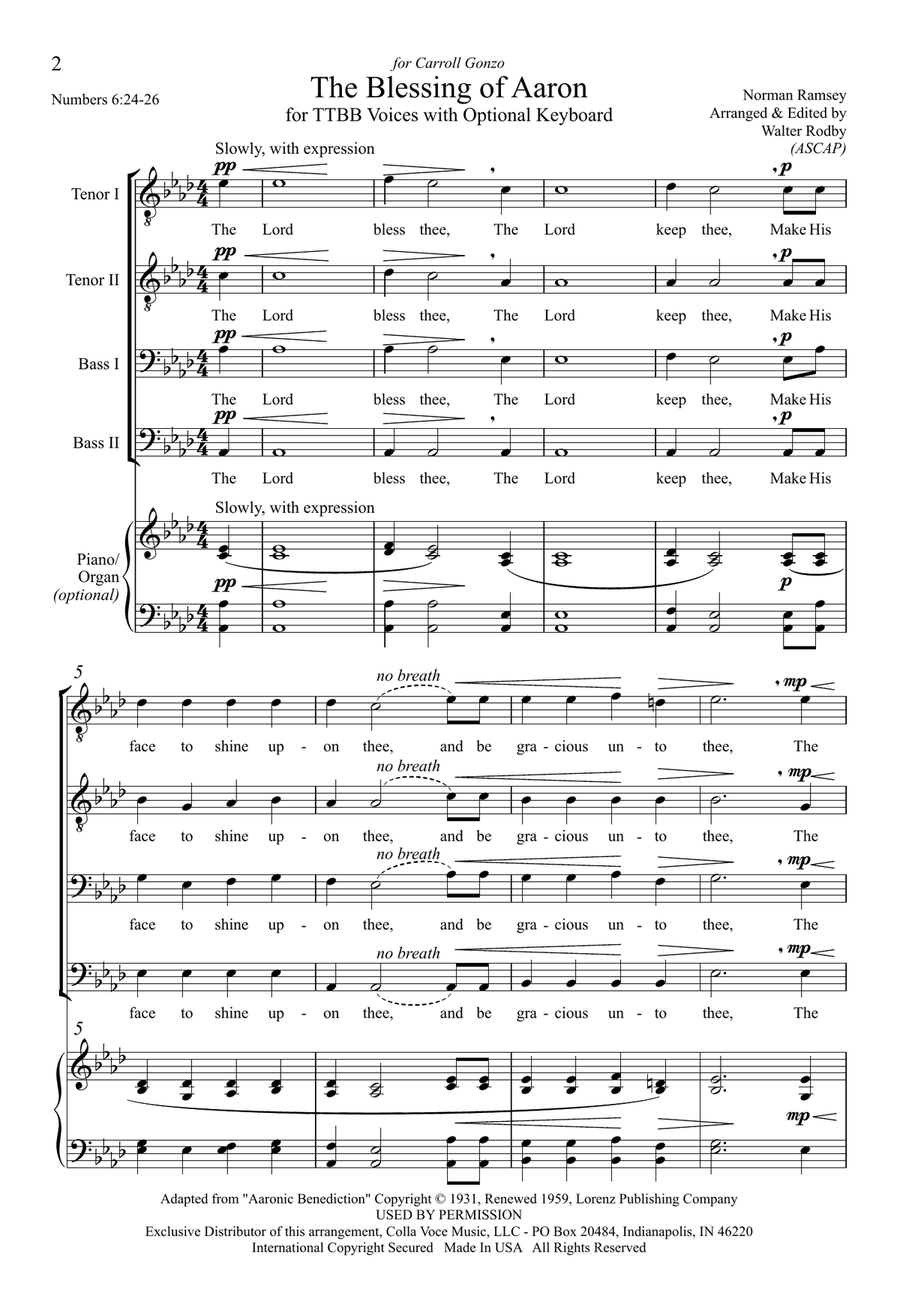 The Blessing Of Aaron (Downloadable) TTBB scores gallery preview page 2