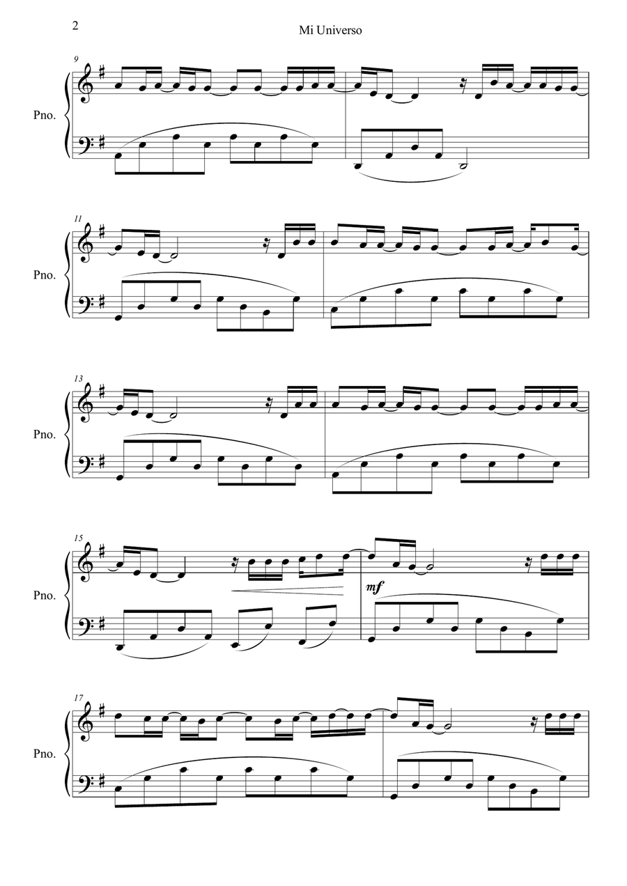 Mi Universo Mi Universo Piano Solo scores gallery preview page 2