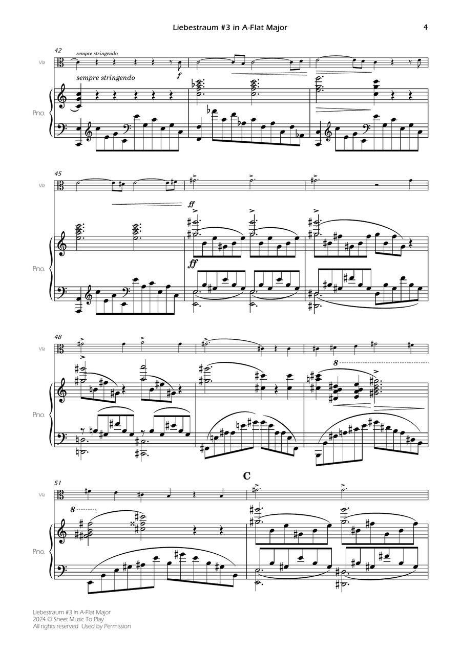 Liebestraum No.3 - Viola and Piano (Full Score and Parts) Piano scores gallery preview page 6