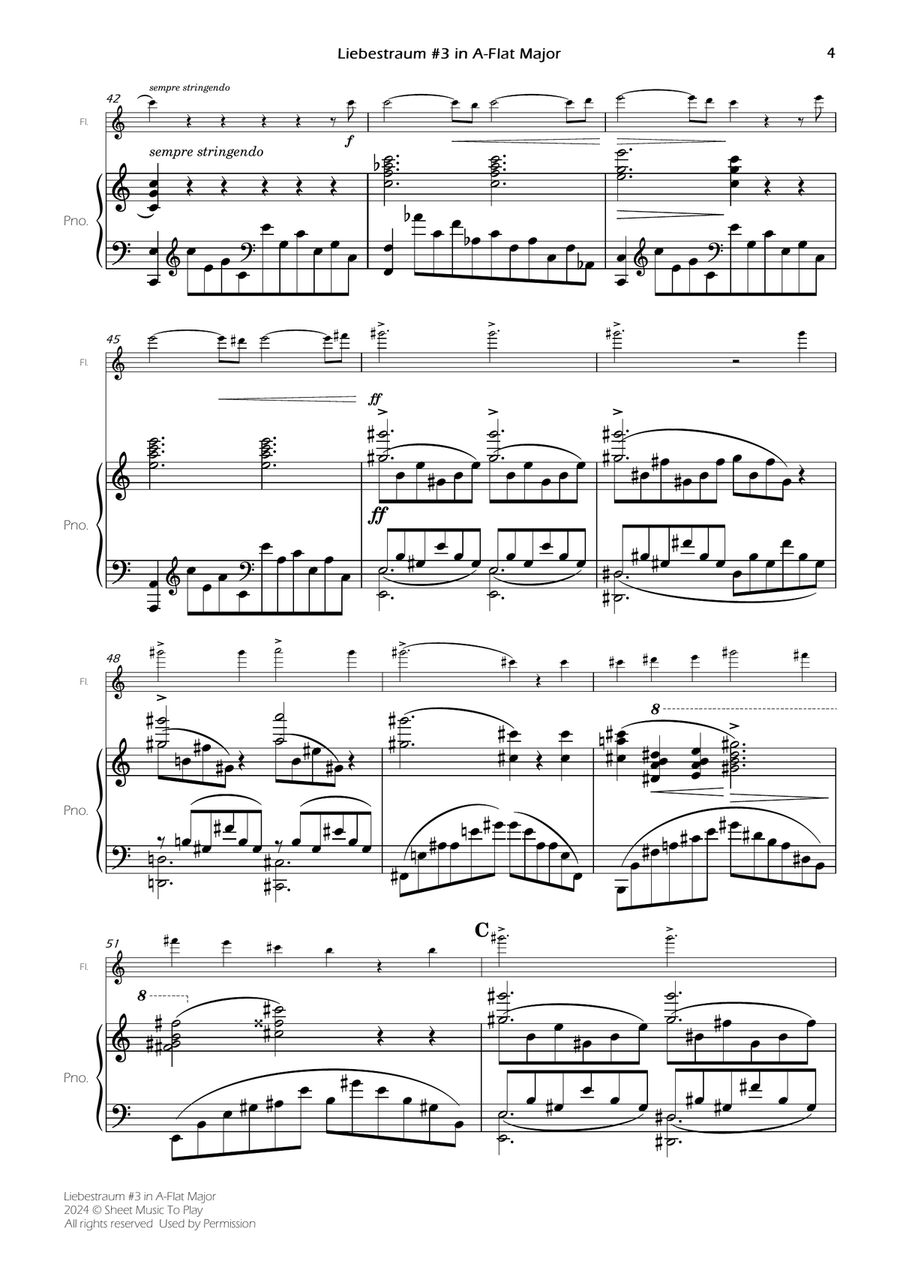 Liebestraum No.3 - Flute and Piano (Full Score and Parts) Flute scores gallery preview page 6