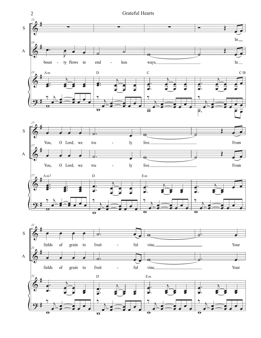 Grateful Hearts (2-part choir - (SA) SA scores gallery preview page 2