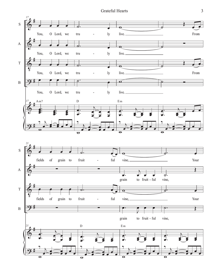 Grateful Hearts (Vocal Quartet - (SATB) 4-Part scores gallery preview page 3