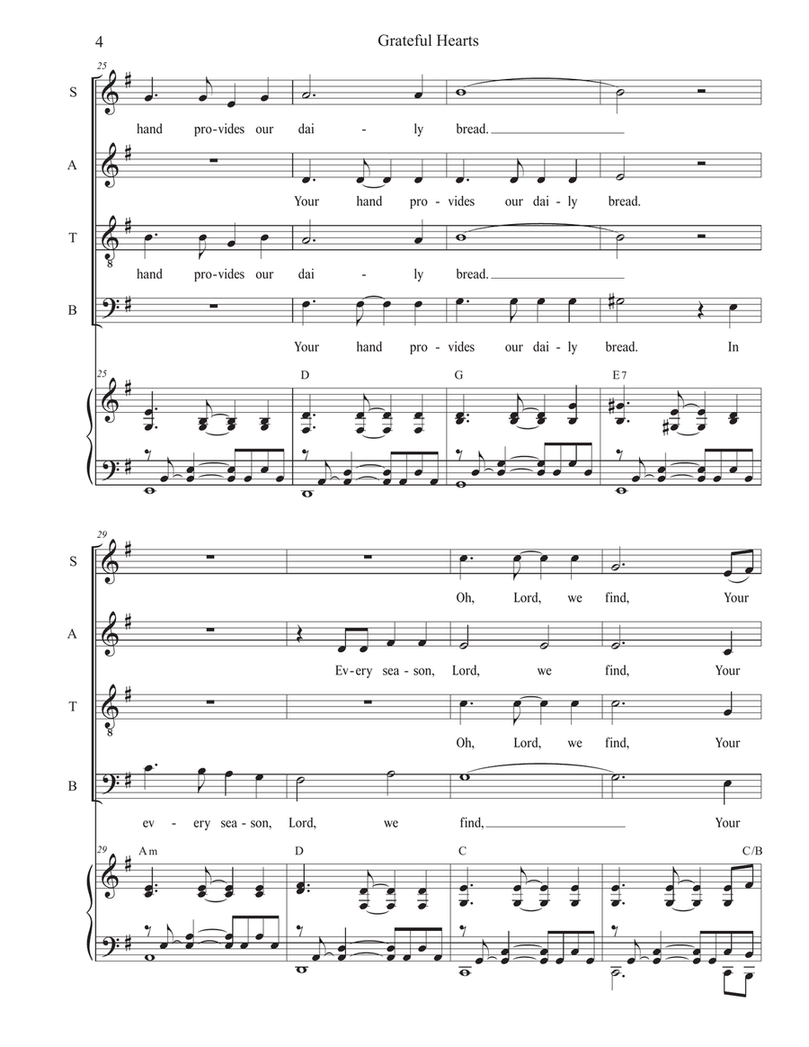 Grateful Hearts (Vocal Quartet - (SATB) 4-Part scores gallery preview page 4