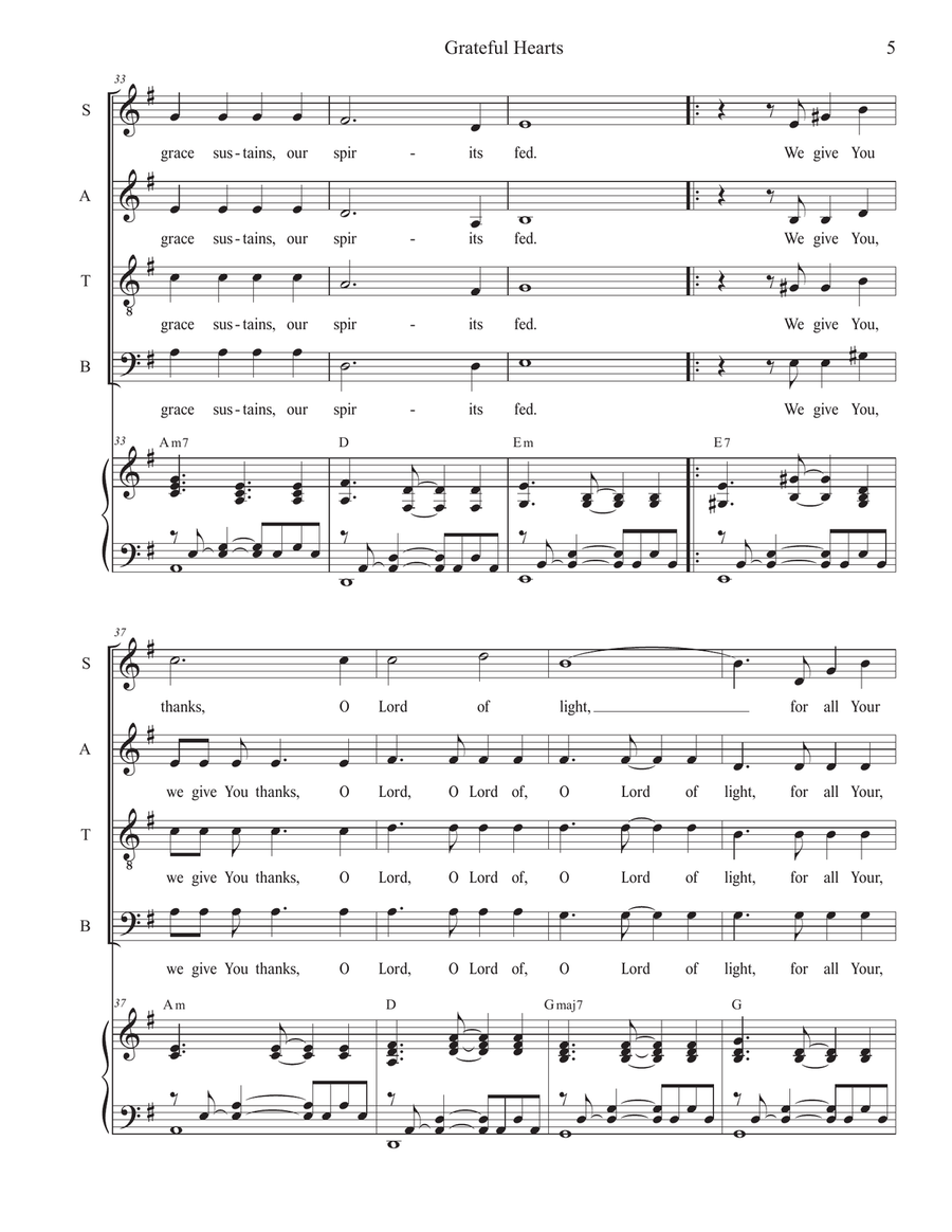 Grateful Hearts (Vocal Quartet - (SATB) 4-Part scores gallery preview page 5