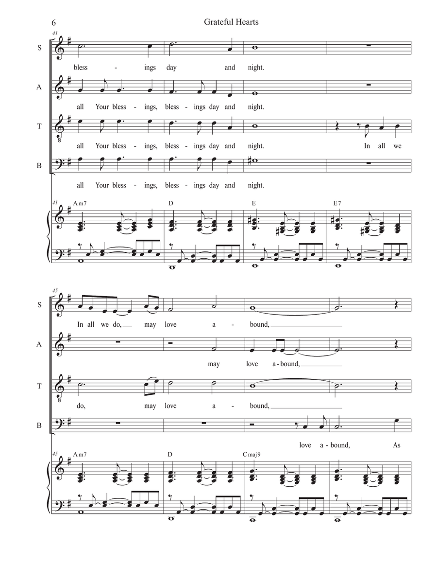 Grateful Hearts (Vocal Quartet - (SATB) 4-Part scores gallery preview page 6