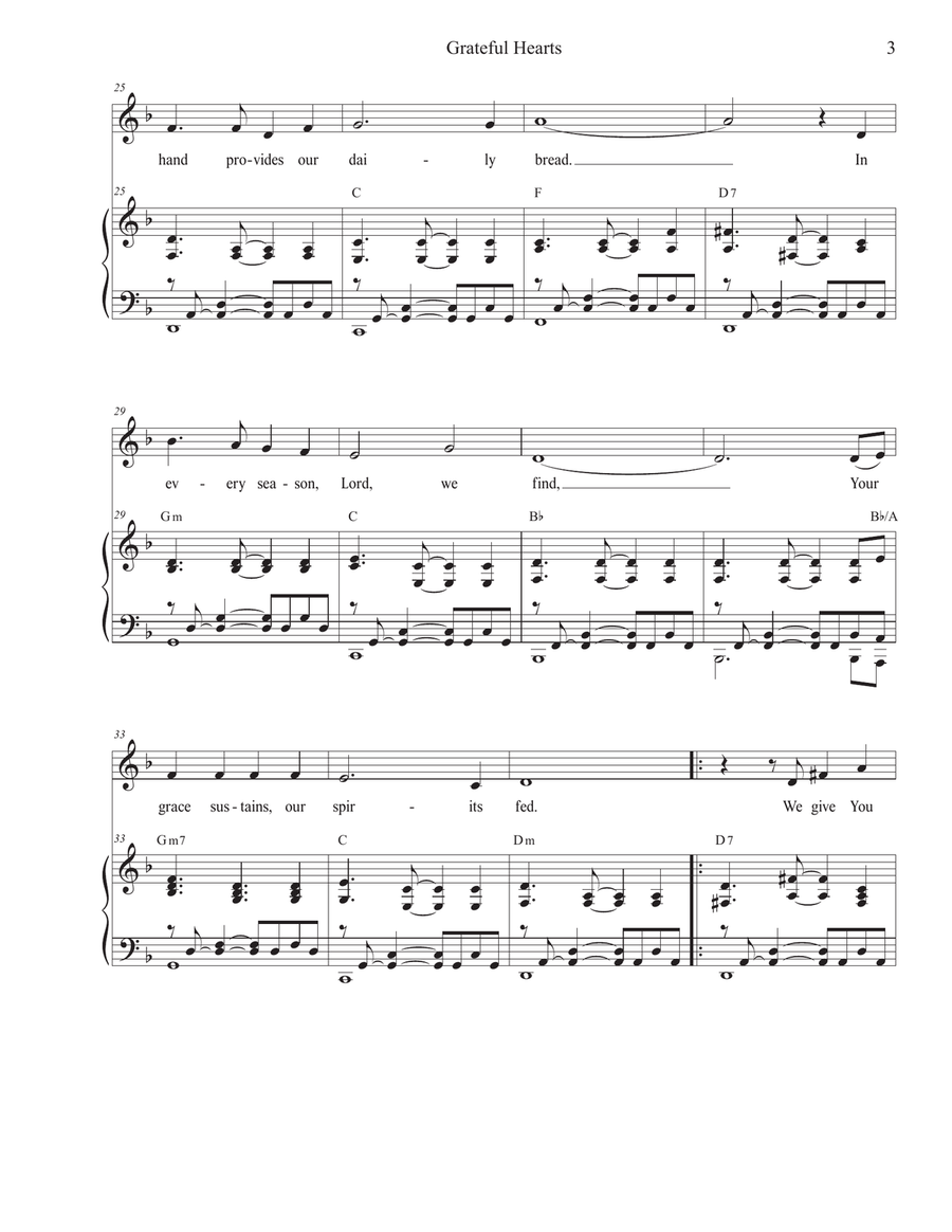 Grateful Hearts (Unison choir) Unison Choir scores gallery preview page 3