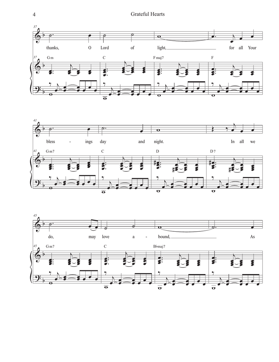Grateful Hearts (Unison choir) Unison Choir scores gallery preview page 4