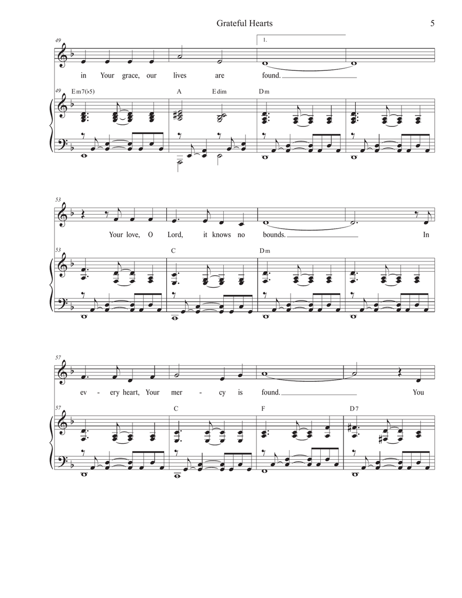 Grateful Hearts (Unison choir) Unison Choir scores gallery preview page 5