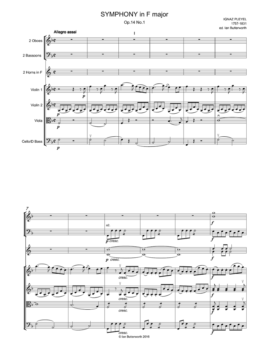 PLEYEL (1757-1813) Symphony No.1 in F Op.14 No.1 Chamber Orchestra scores gallery preview page 2