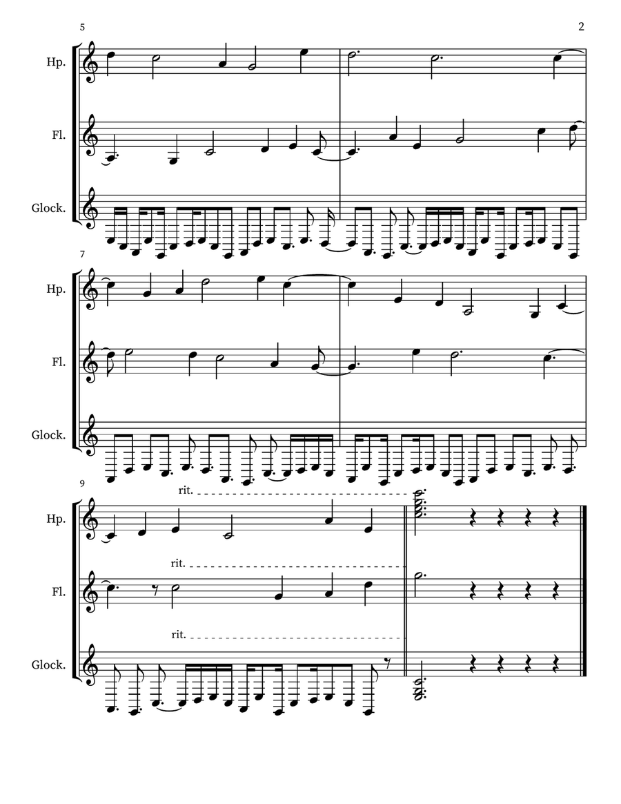 A80 for harp, flute, glockenspiel Small Ensemble scores gallery preview page 2