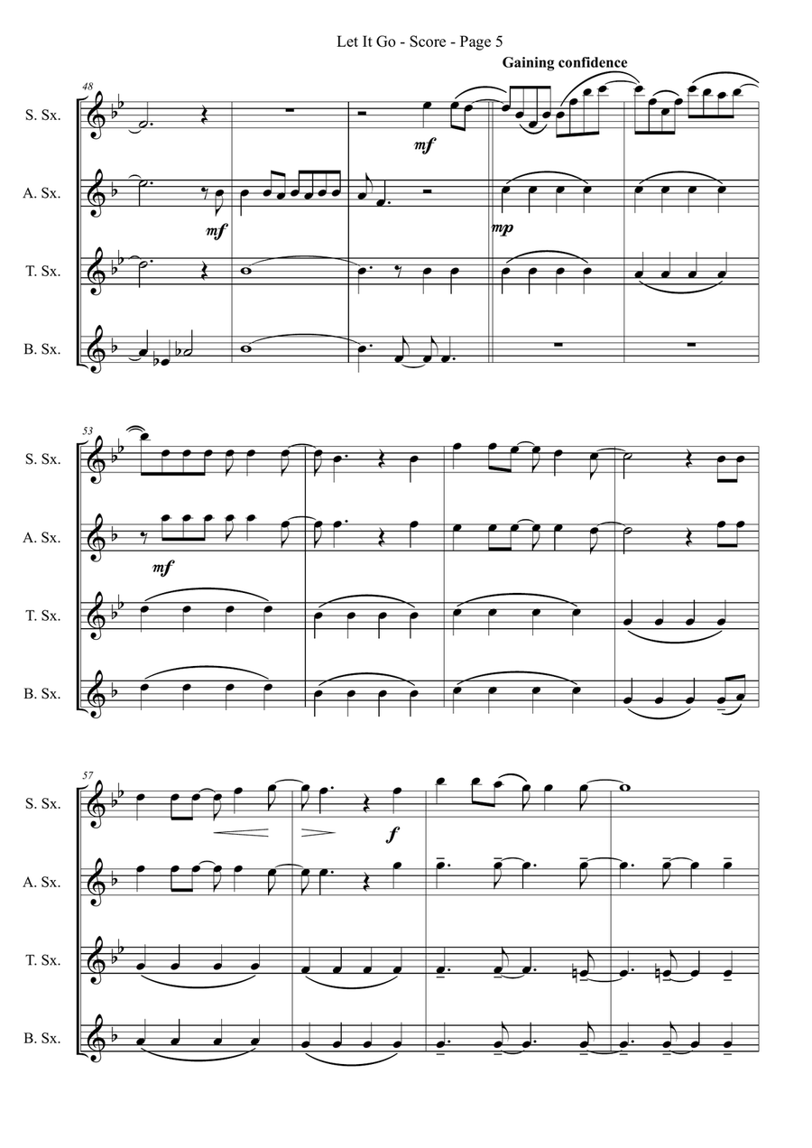 Let It Go Let It Go Saxophone Quartet scores gallery preview page 5
