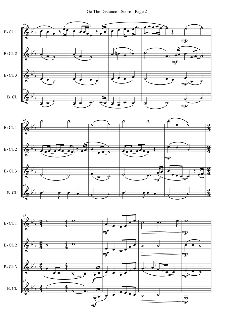 Go The Distance Go The Distance Clarinet Quartet scores gallery preview page 2