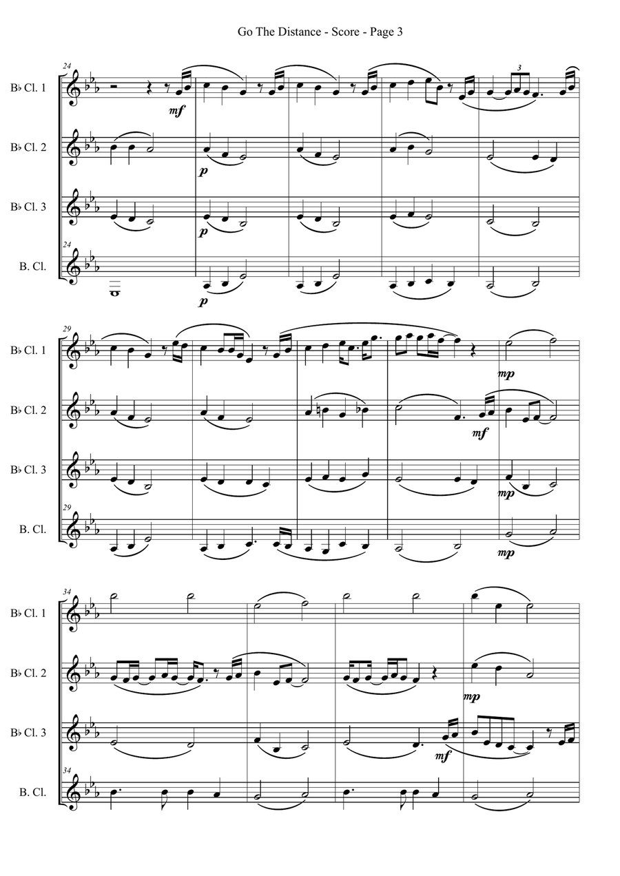 Go The Distance Go The Distance Clarinet Quartet scores gallery preview page 3