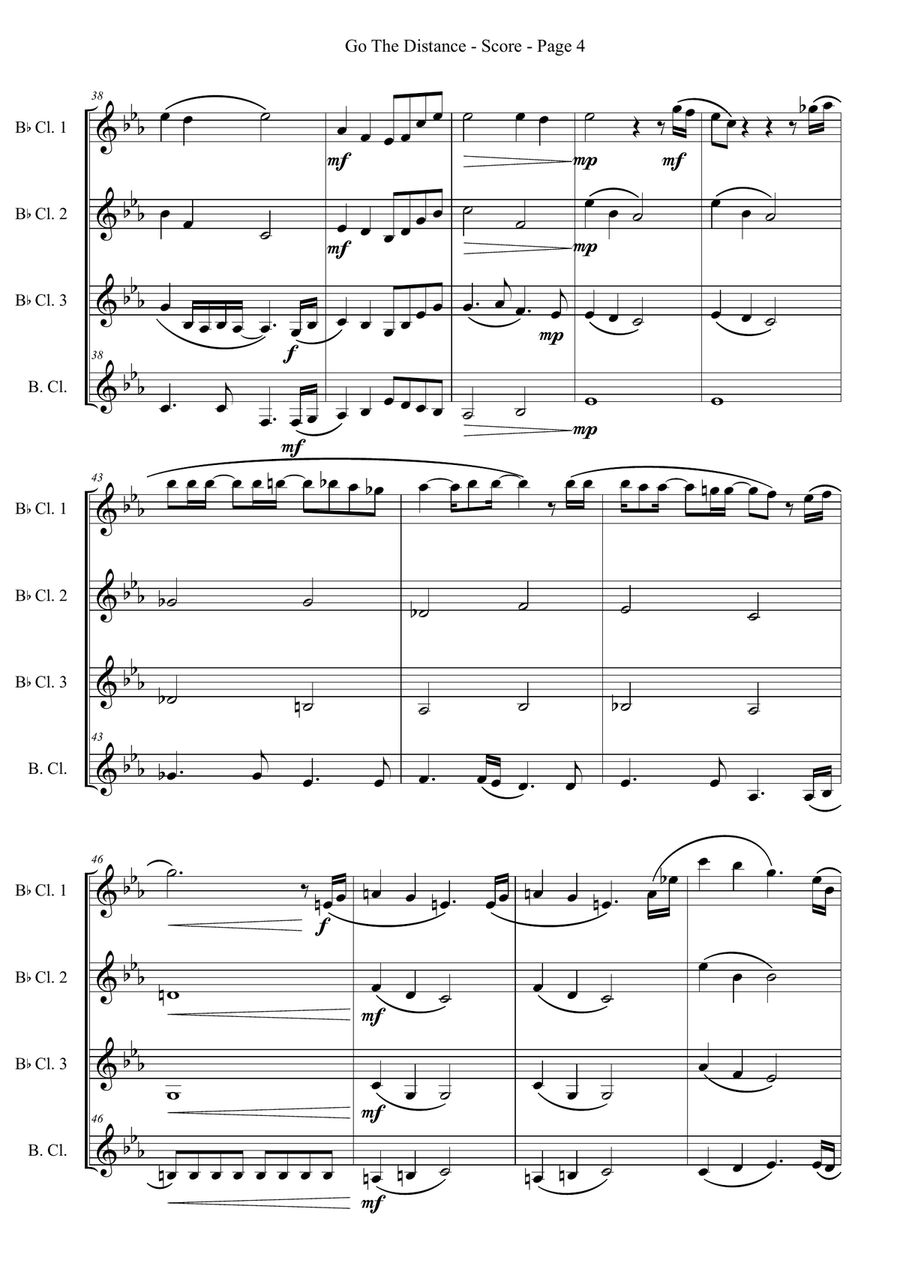Go The Distance Go The Distance Clarinet Quartet scores gallery preview page 4