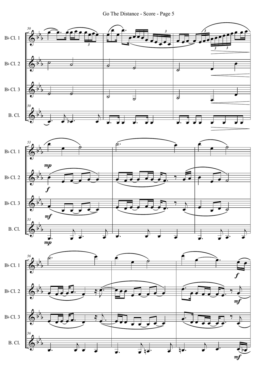 Go The Distance Go The Distance Clarinet Quartet scores gallery preview page 5