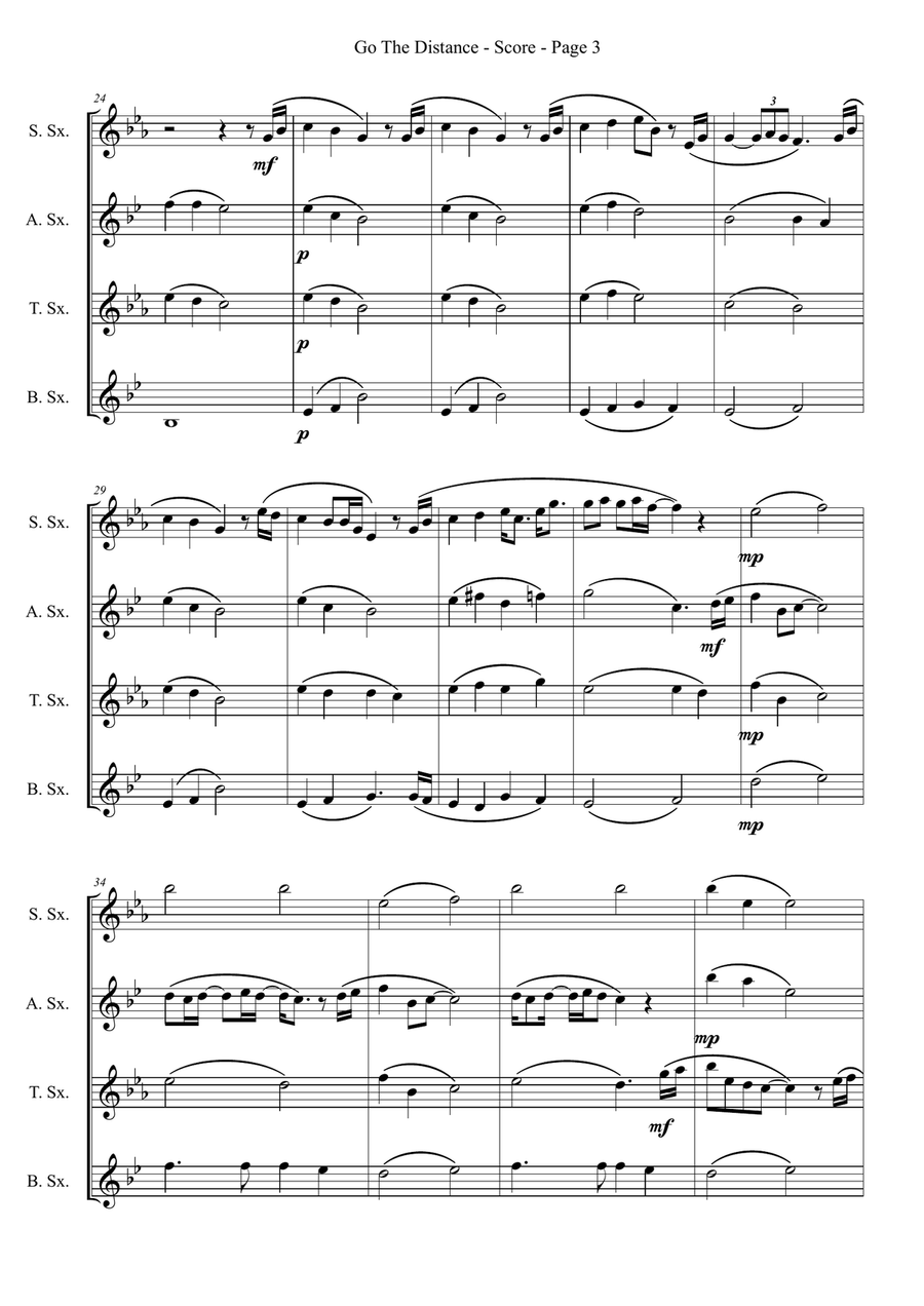 Go The Distance Go The Distance Saxophone Quartet scores gallery preview page 3