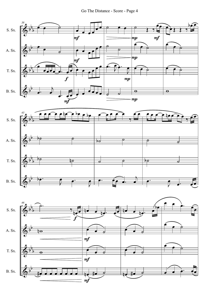 Go The Distance Go The Distance Saxophone Quartet scores gallery preview page 4