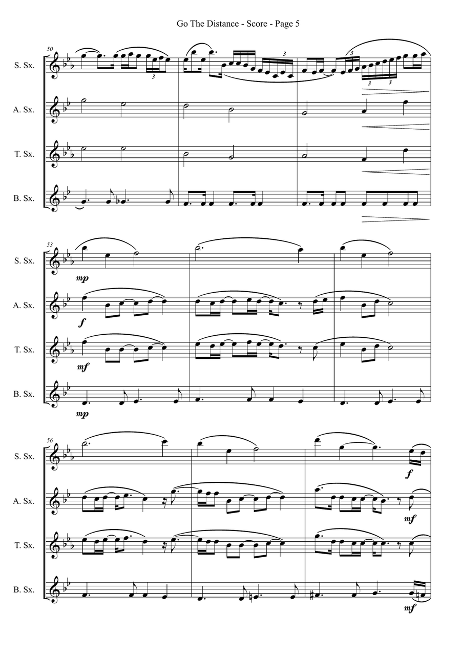 Go The Distance Go The Distance Saxophone Quartet scores gallery preview page 5