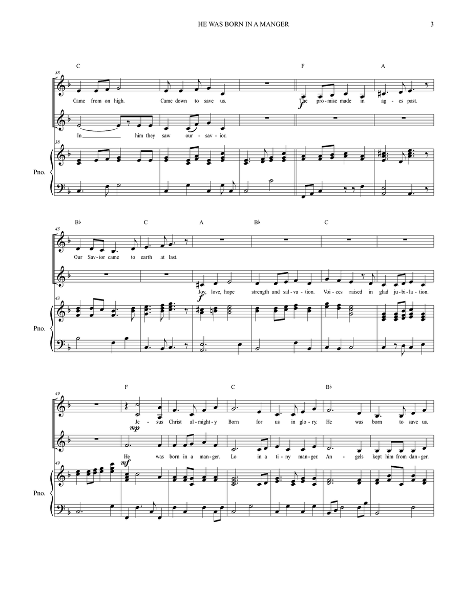 HE WAS BORN IN A MANGER HE WAS BORN IN A MANGER 2-Part scores gallery preview page 4