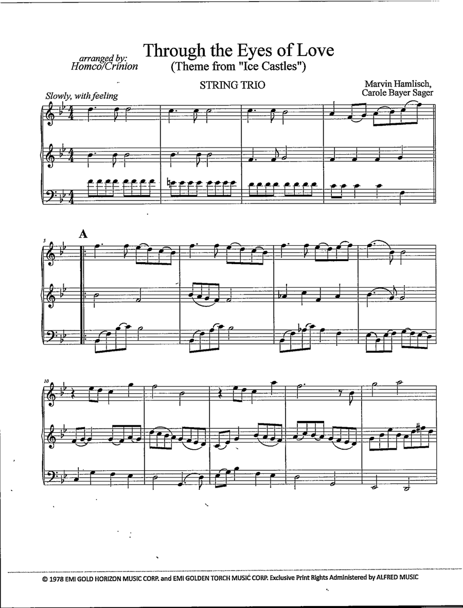 Theme From Ice Castles (Through The Eyes Of Love) String Trio scores gallery preview page 2