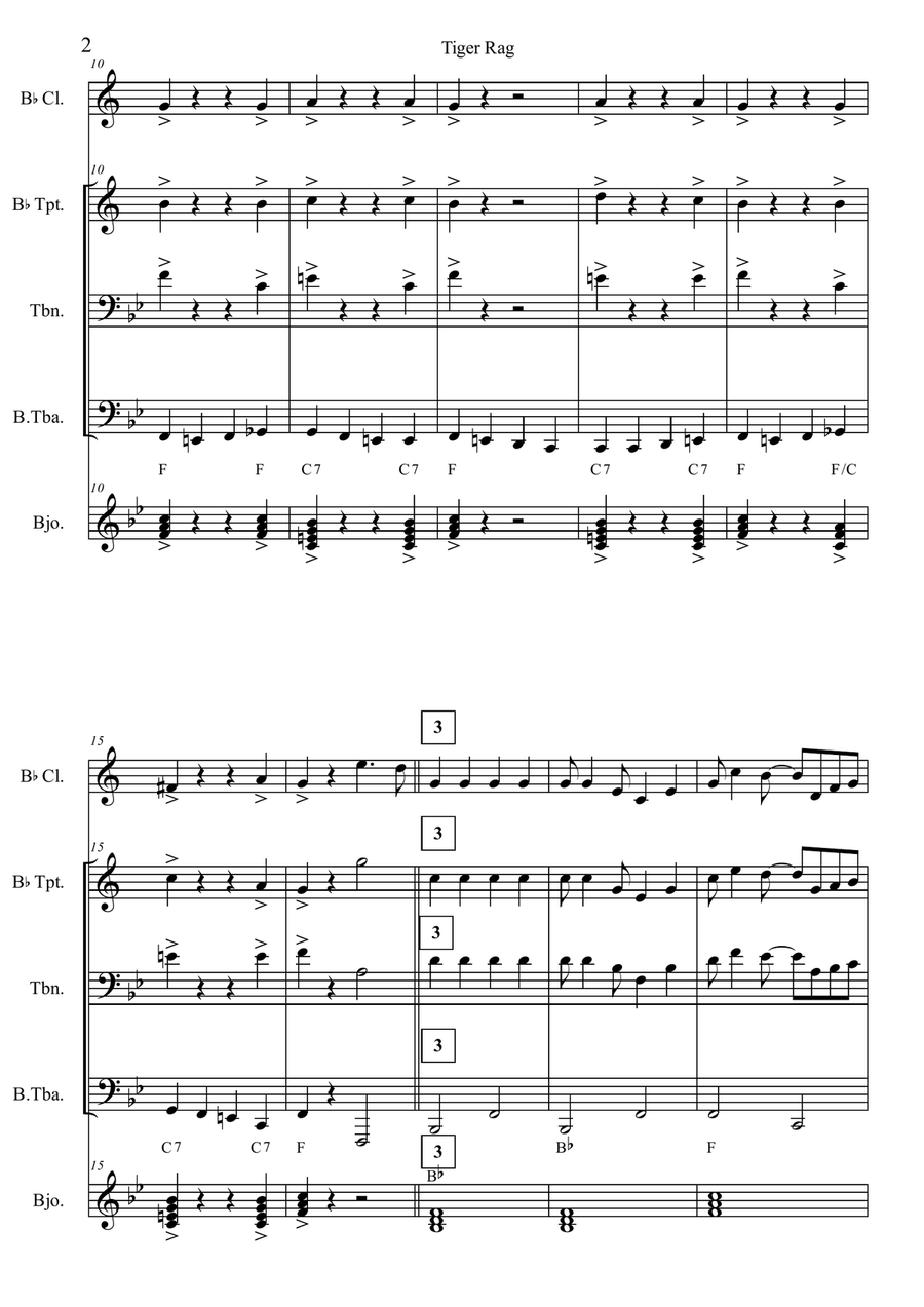 Tiger-Rag Dixieland Full score and individual parts Jazz Ensemble scores gallery preview page 2