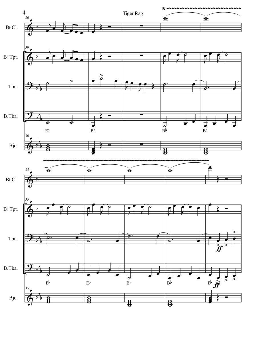 Tiger-Rag Dixieland Full score and individual parts Jazz Ensemble scores gallery preview page 4