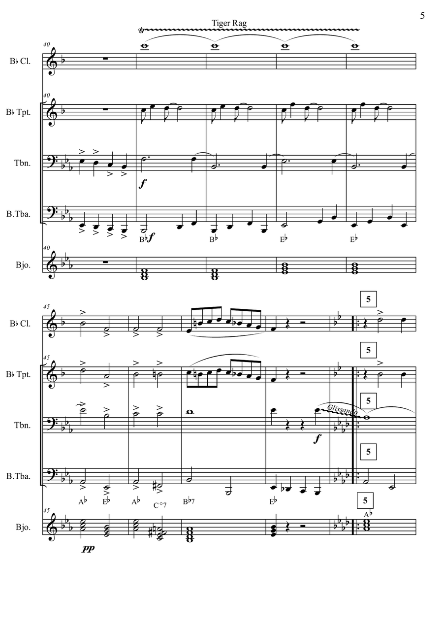 Tiger-Rag Dixieland Full score and individual parts Jazz Ensemble scores gallery preview page 5