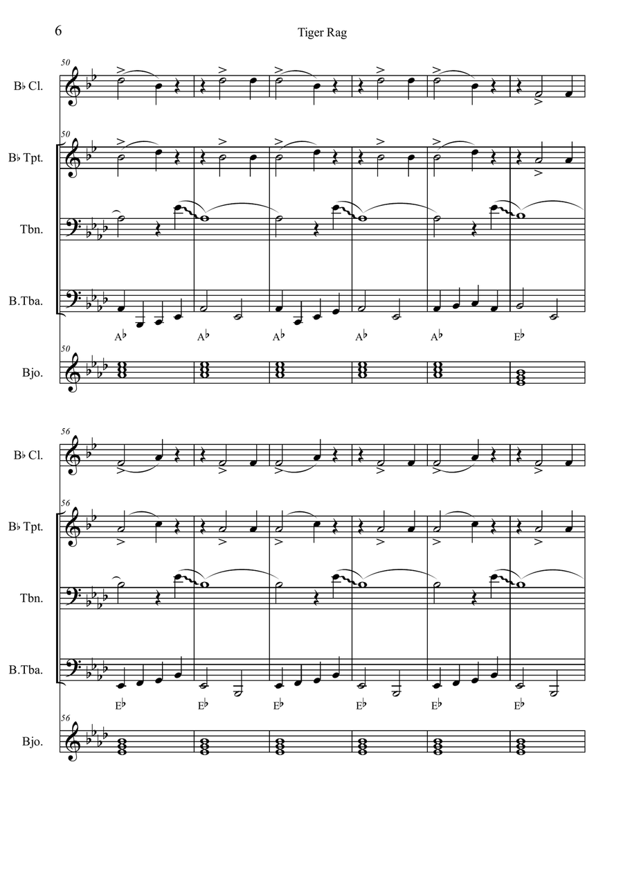 Tiger-Rag Dixieland Full score and individual parts Jazz Ensemble scores gallery preview page 6