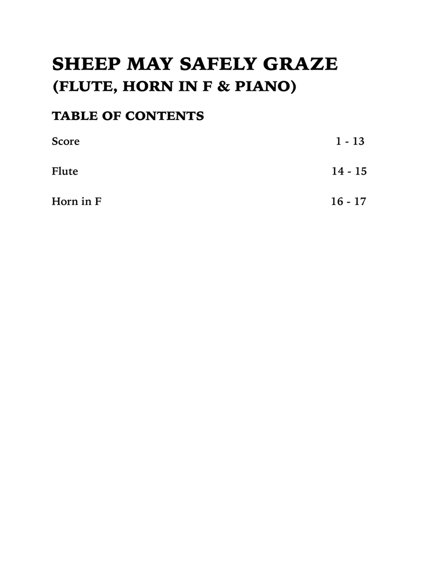 Sheep May Safely Graze (Bach): Trio for Flute, Horn in F and Piano Small Ensemble scores gallery preview page 4