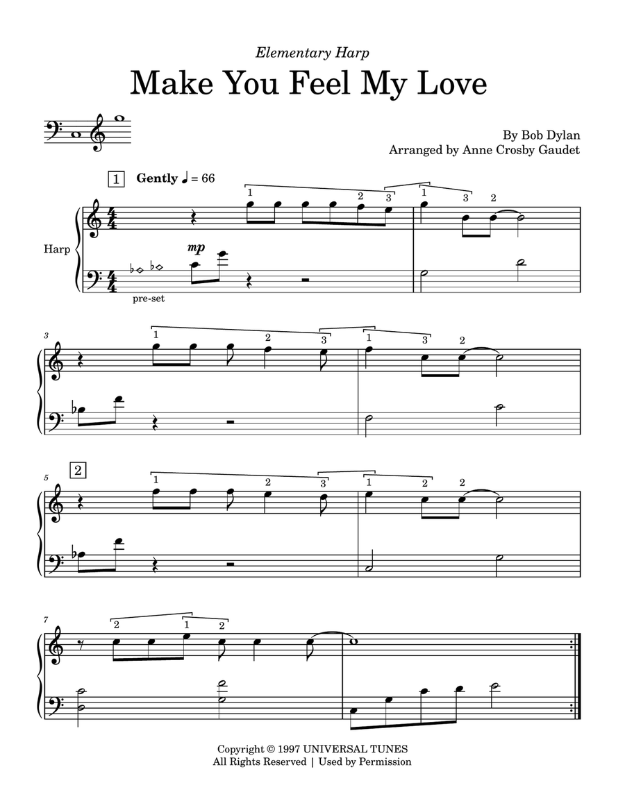Make You Feel My Love Celtic Harp scores gallery preview page 2