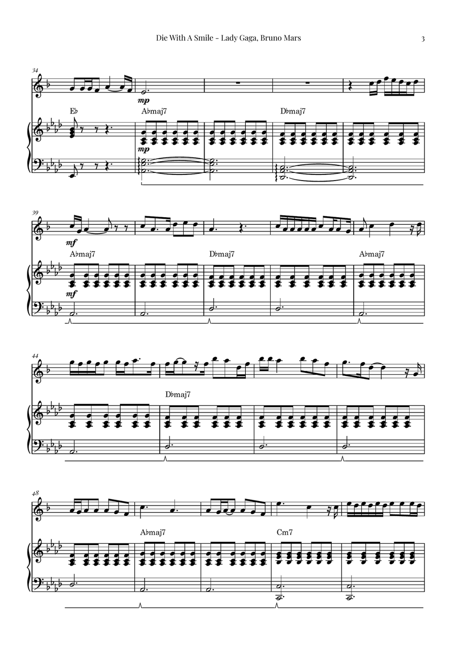 Die With A Smile Chamber Music scores gallery preview page 3