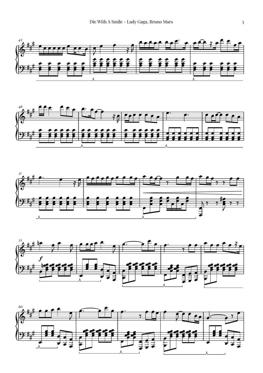 Die With A Smile Die With A Smile Piano Solo scores gallery preview page 3