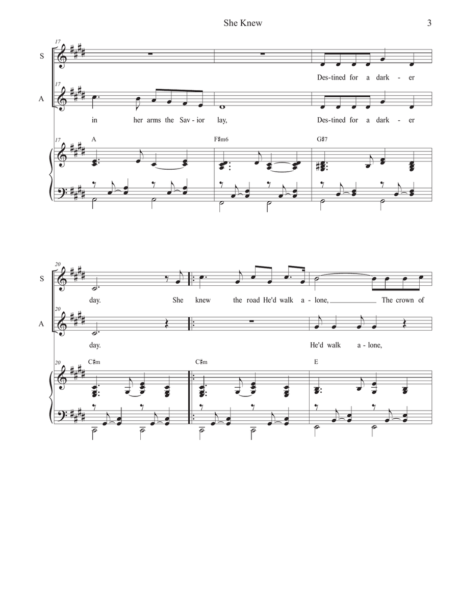She Knew (2-part choir - (SA) SA scores gallery preview page 3