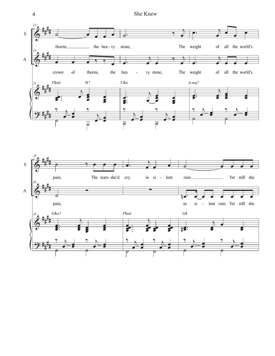 She Knew (2-part choir - (SA) SA scores gallery preview page 4