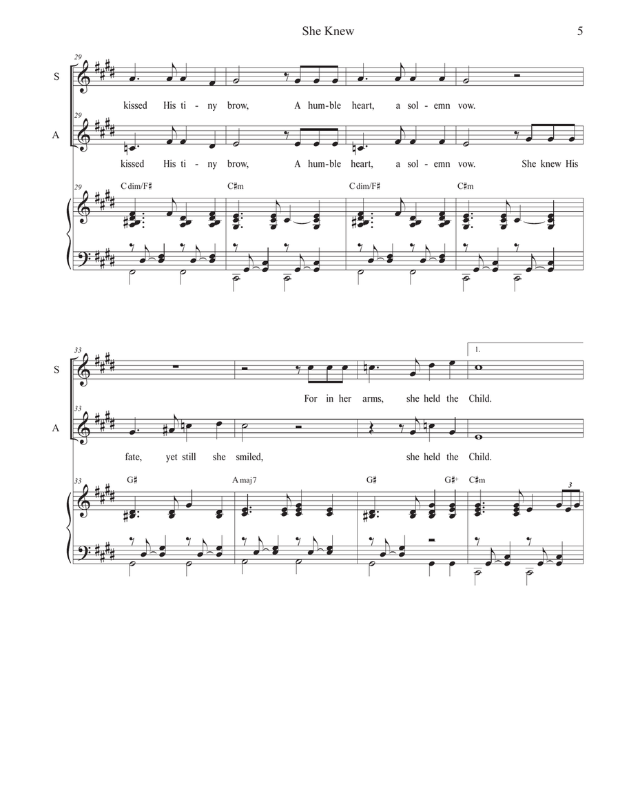 She Knew (2-part choir - (SA) SA scores gallery preview page 5