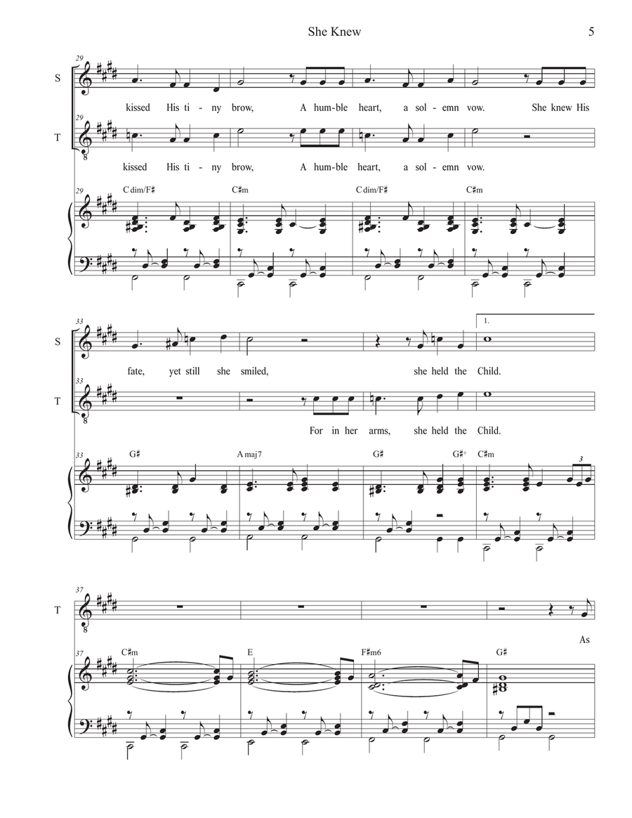 She Knew (2-part choir - (Soprano and Tenor) 2-Part scores gallery preview page 5