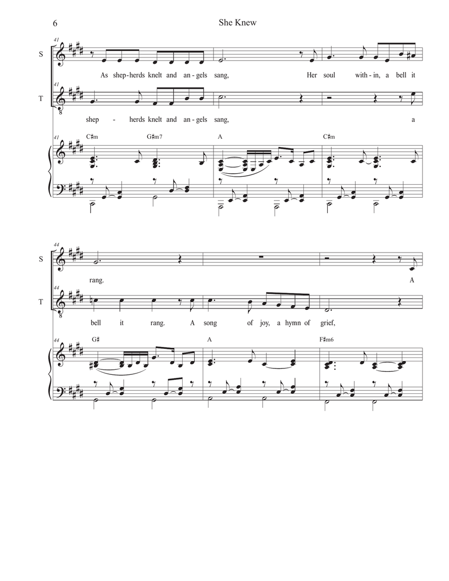 She Knew (2-part choir - (Soprano and Tenor) 2-Part scores gallery preview page 6