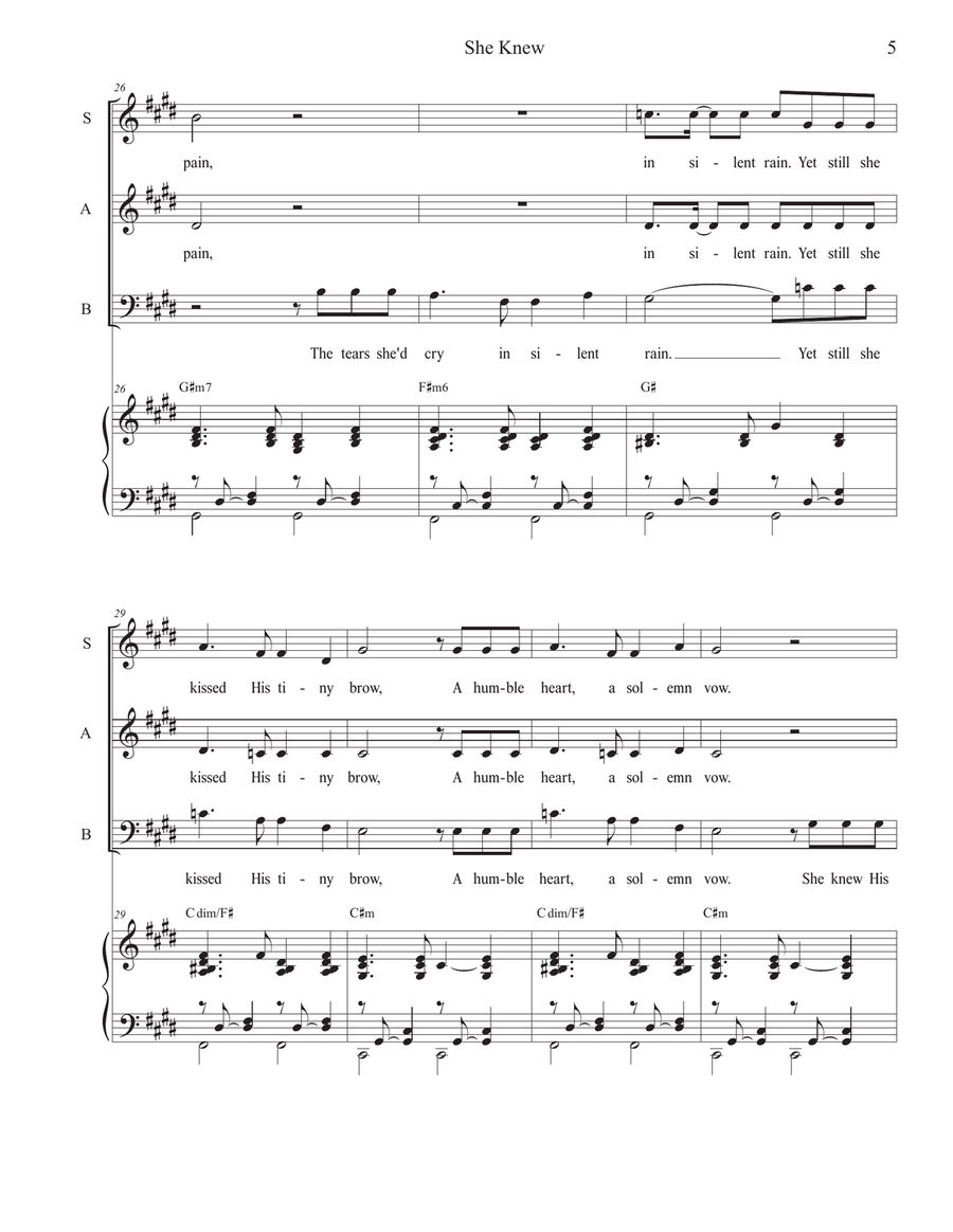 She Knew (SAB) She Knew (SAB) 3-Part scores gallery preview page 5
