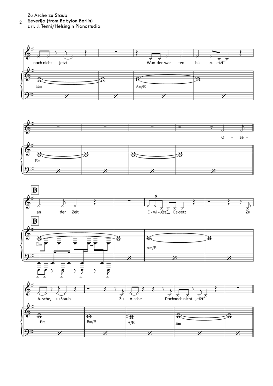 Zu Asche, Zu Staub Piano, Vocal scores gallery preview page 2