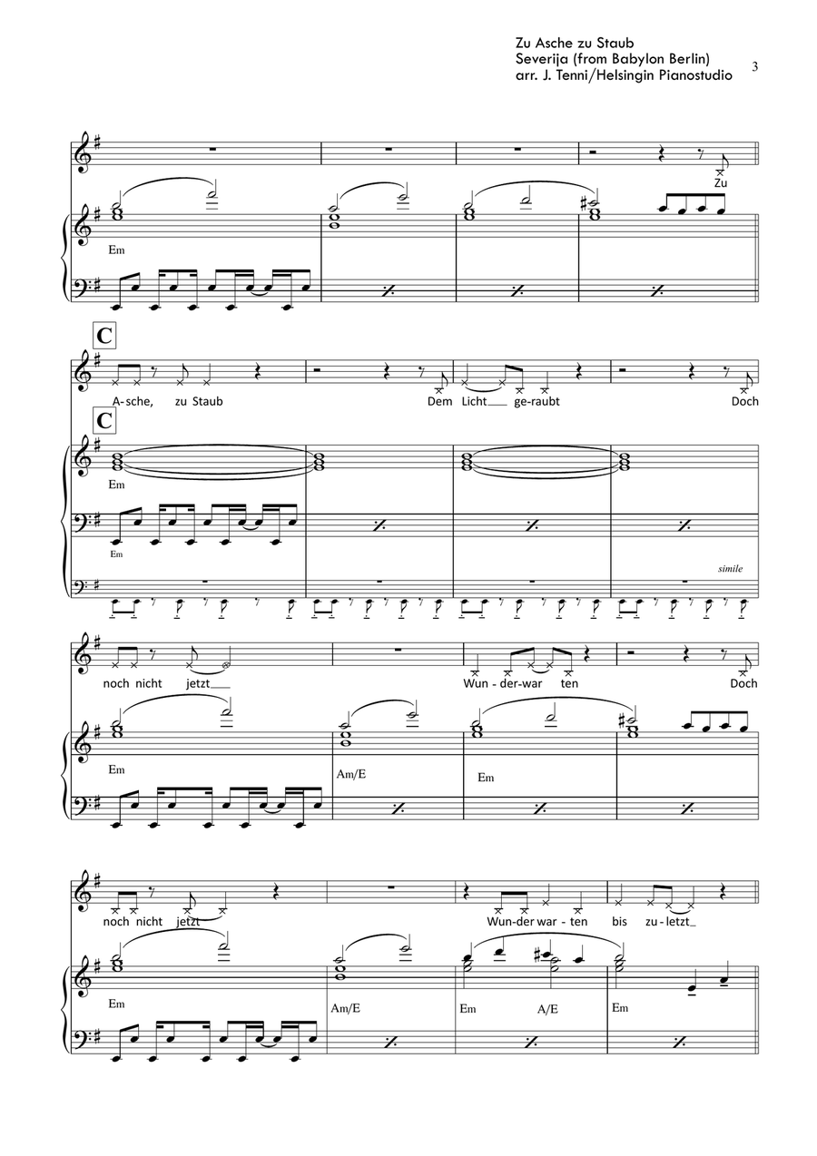 Zu Asche, Zu Staub Piano, Vocal scores gallery preview page 3