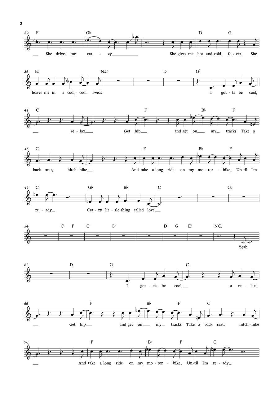 Crazy Little Thing Called Love Flute Solo scores gallery preview page 2