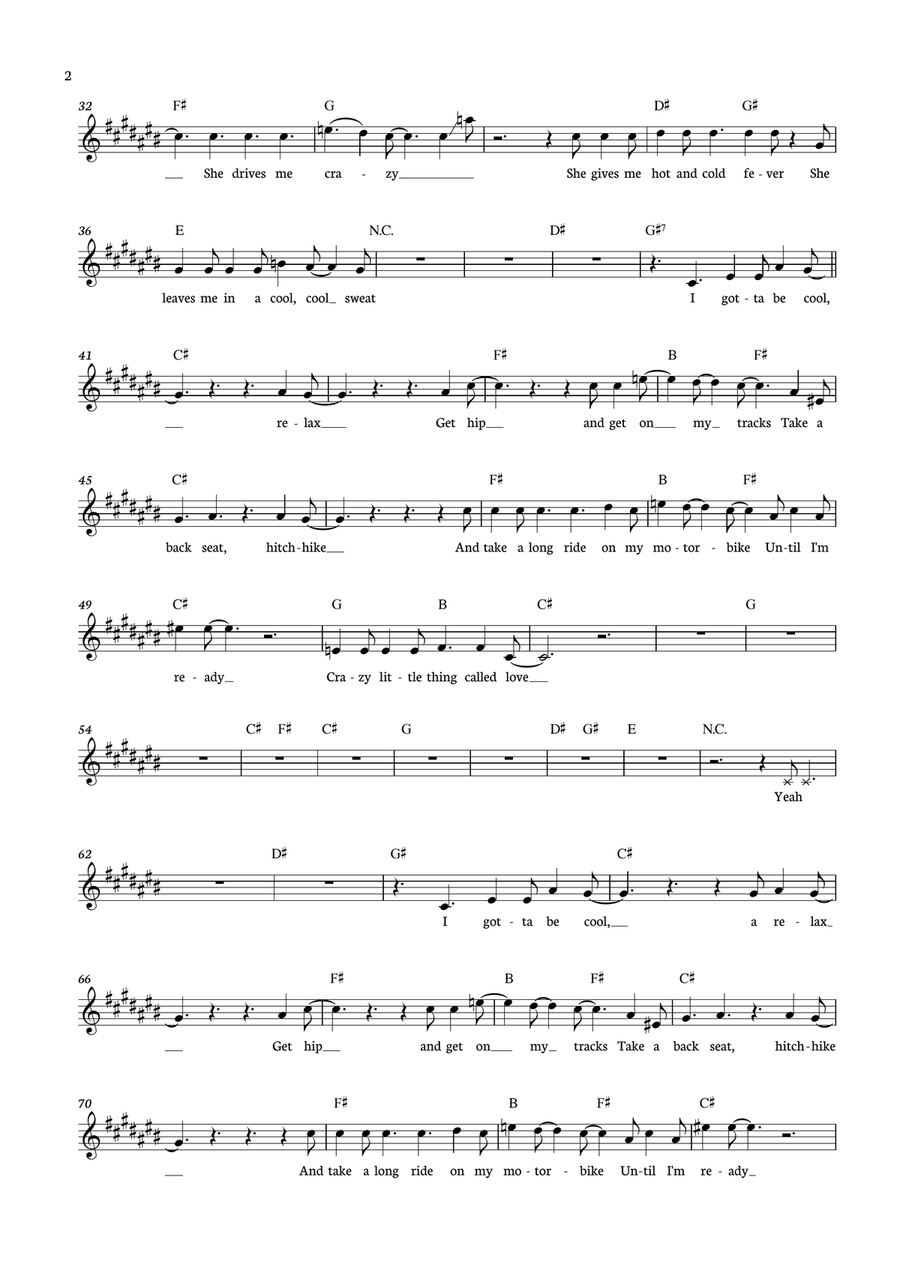 Crazy Little Thing Called Love Flute Solo scores gallery preview page 2
