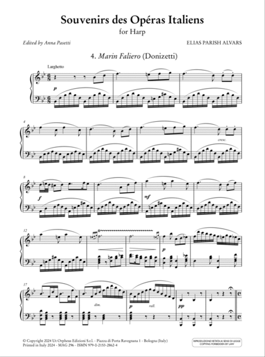 Souvenirs des Opéras Italiens arrangés dans un style facile et brillant for Harp - Vol. 2 Harp scores gallery preview page 2