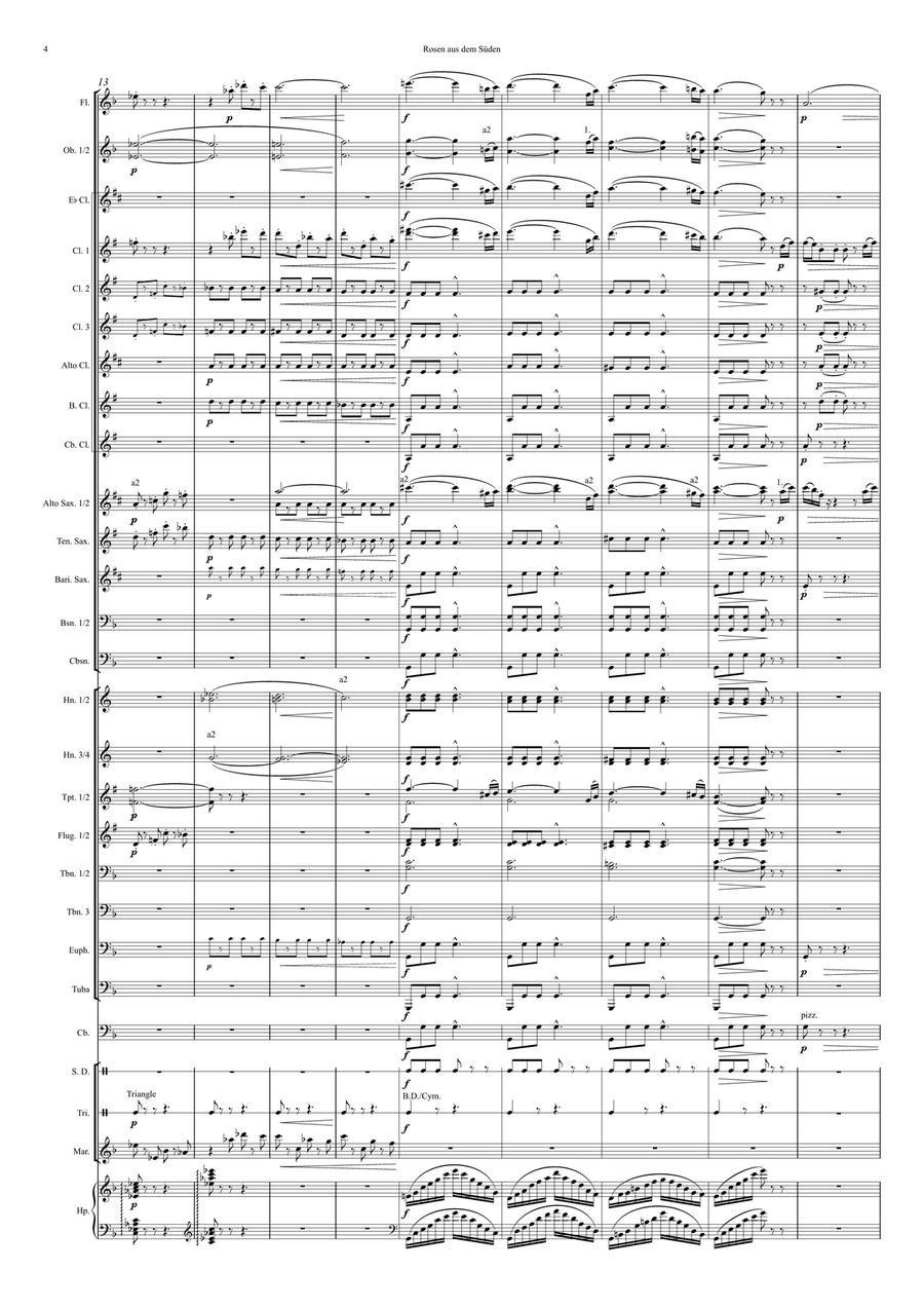 Rosen aus dem Süden (Roses from the South), Walzer (Waltz) op. 388 Concert Band scores gallery preview page 4