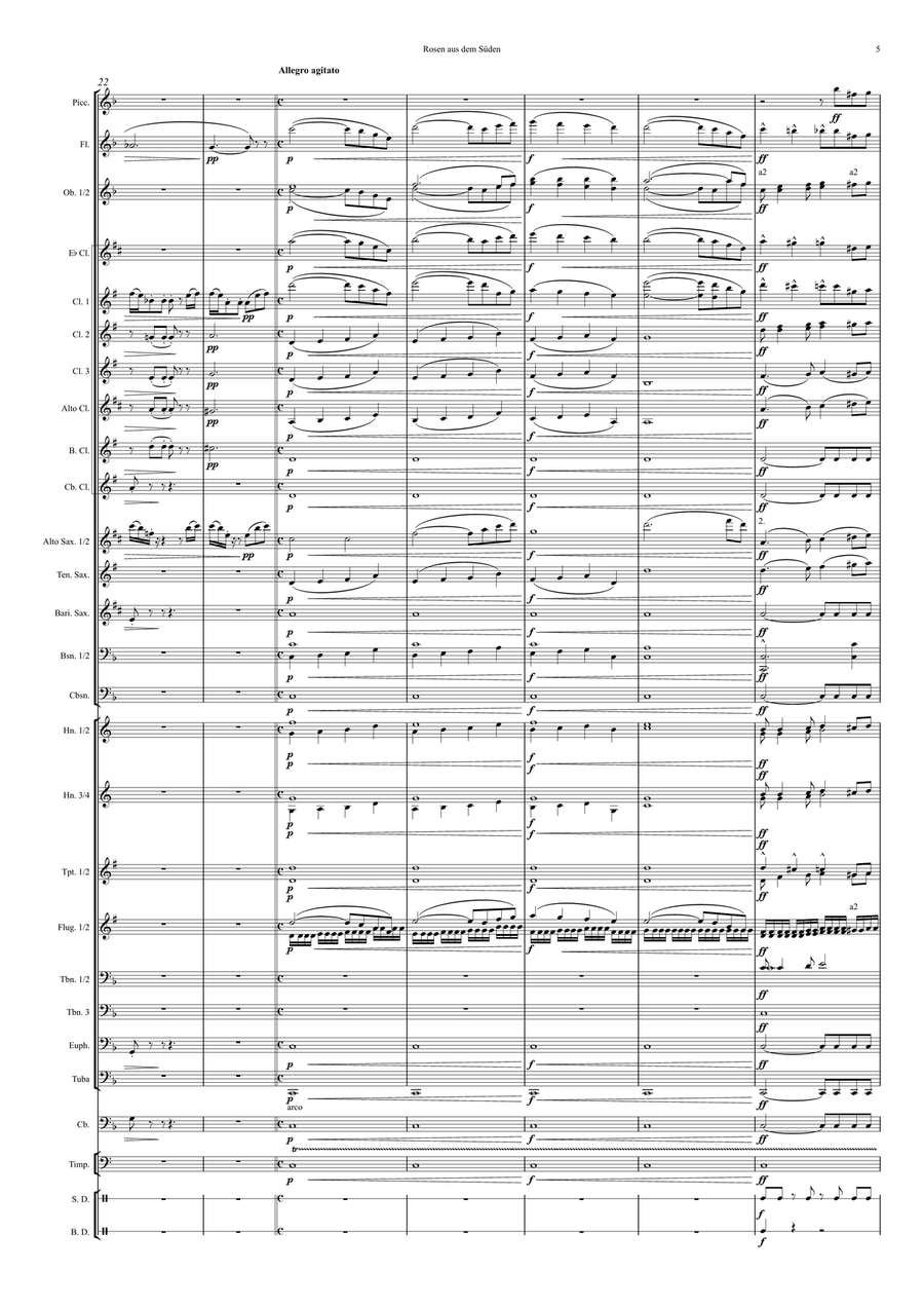 Rosen aus dem Süden (Roses from the South), Walzer (Waltz) op. 388 Concert Band scores gallery preview page 5