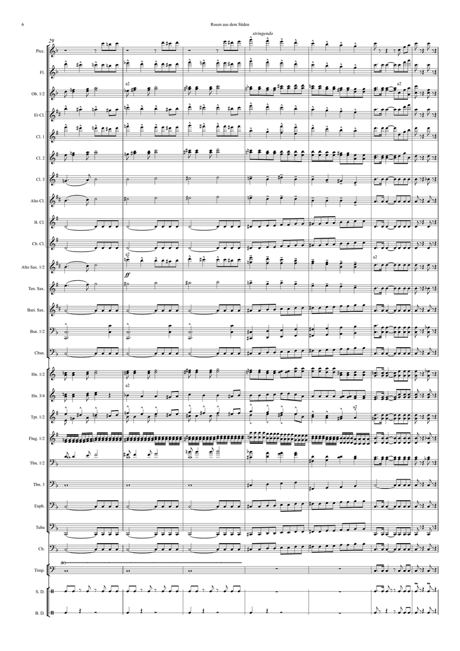Rosen aus dem Süden (Roses from the South), Walzer (Waltz) op. 388 Concert Band scores gallery preview page 6
